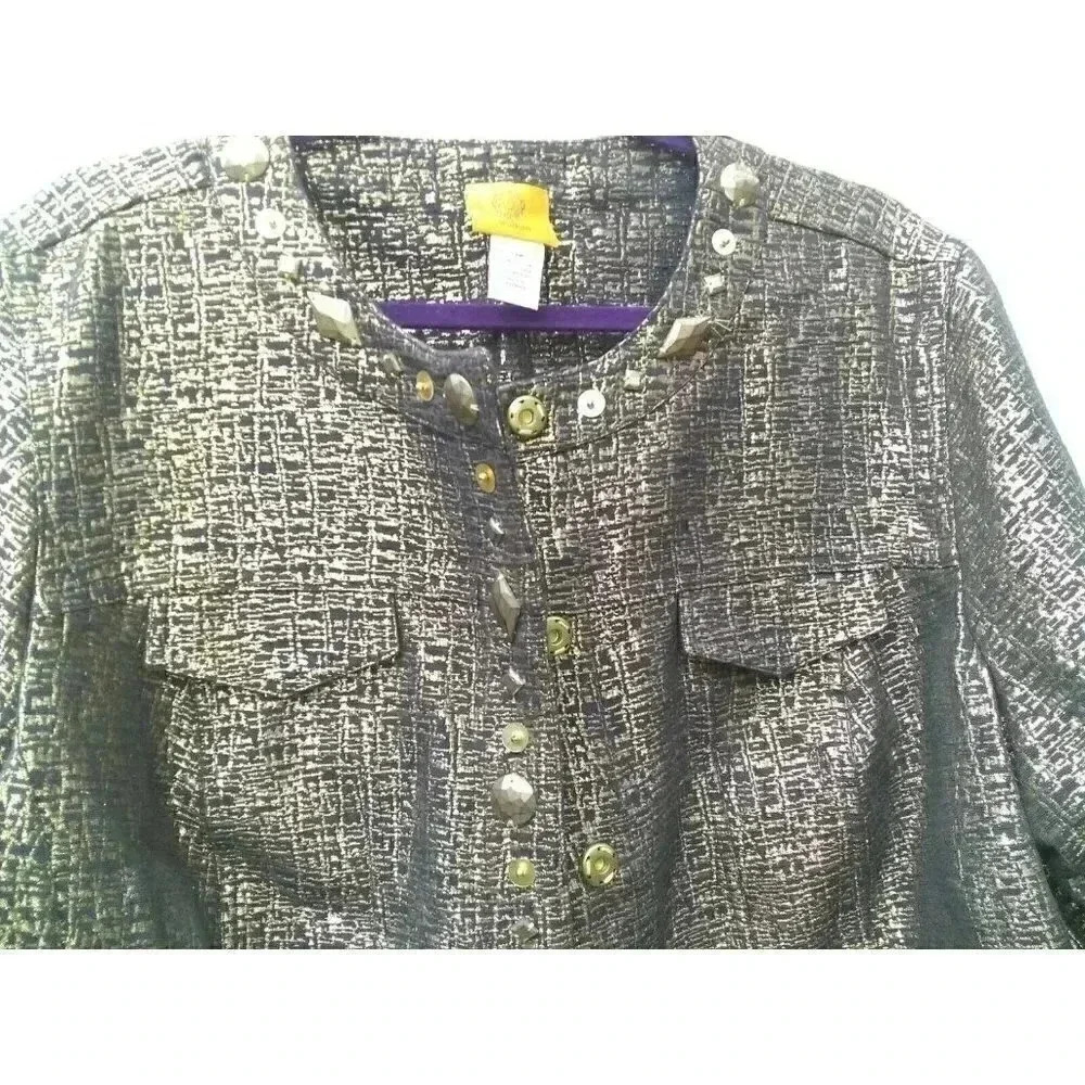 Ruby Rd Women's Gold Studded Short Jacket Size 18… - image 4